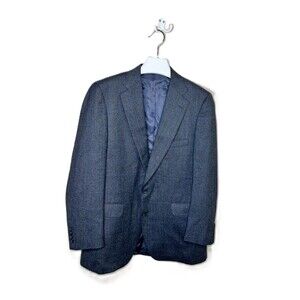 Vintage Norman Hilton Tearney's Men's Gray/Blue Plaid Wool Blazer 42T Union Made